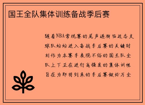 国王全队集体训练备战季后赛